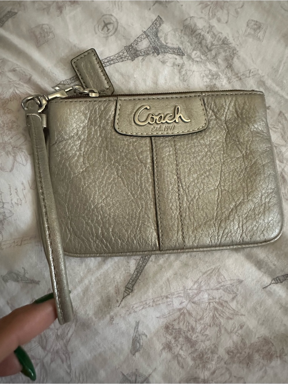 Coach Metallic Gold Leather Wristlet